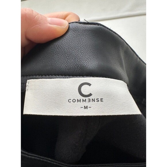 Commense Women's High Rise Leather Pants Straight Leg Black Size Medium Y2K Moto - Picture 7 of 7